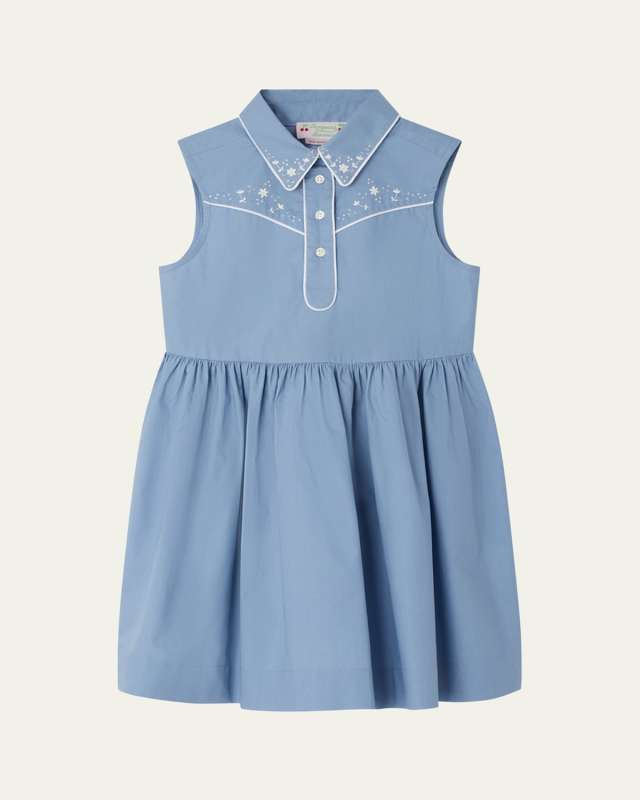 Girl's Ermance Floral Embroidered Dress, Size 4-14